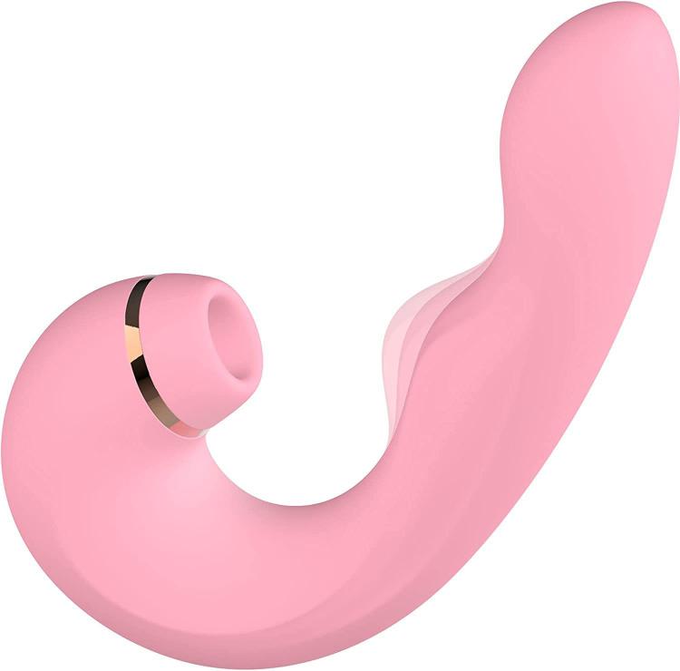  Adult sex toy shop of 2 in 1 sucking and vibrations vibrator for female to stimulate G-spot, clitoris and labia
