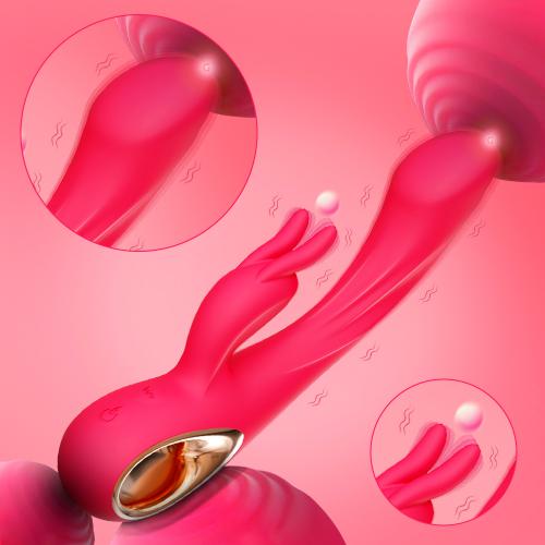 . Female Double-head Stimulation G-spot Clitoris 10 Frequency Waterproof Rabbit Vibrator.