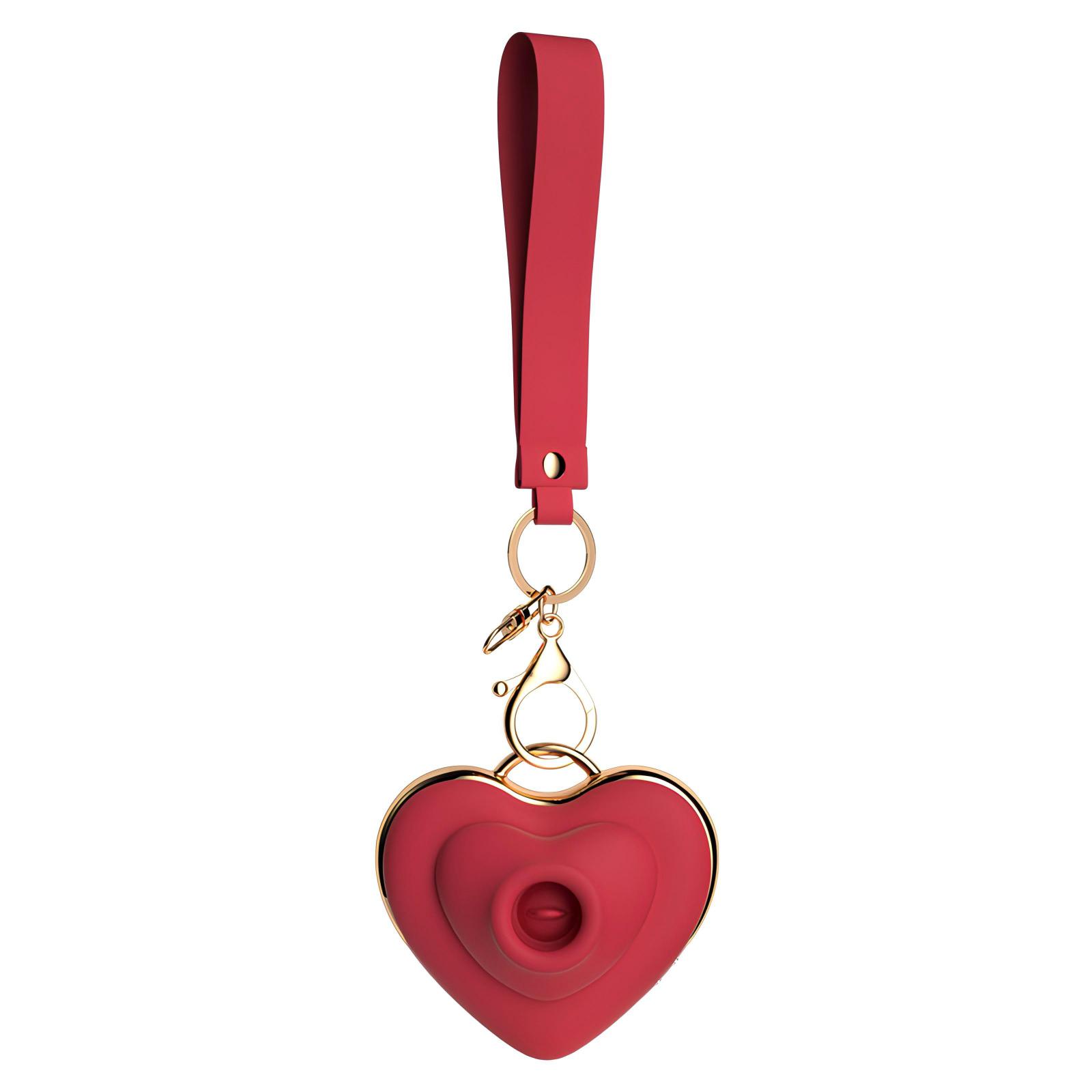  of heart-style with sucking, licking and vibrating vibrator for girl sex toy with key chain