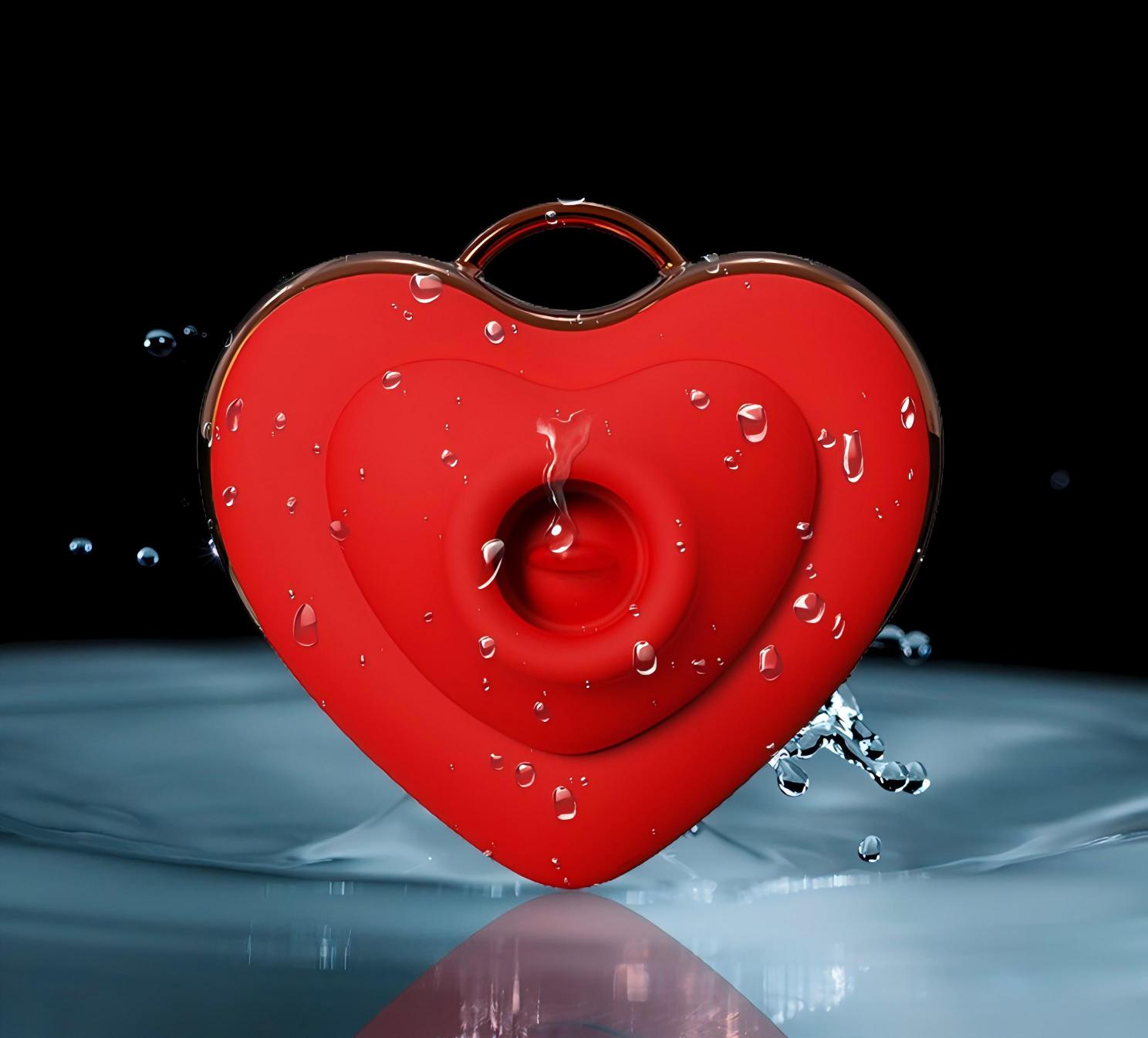   of heart-style with sucking, licking and vibrating vibrator for girl sex toy with key chain