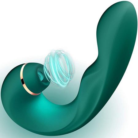  Sex toy factory manufacturing of 2 in 1 sucking and vibrations vibrator for female to stimulate G-spot, clitoris and labia