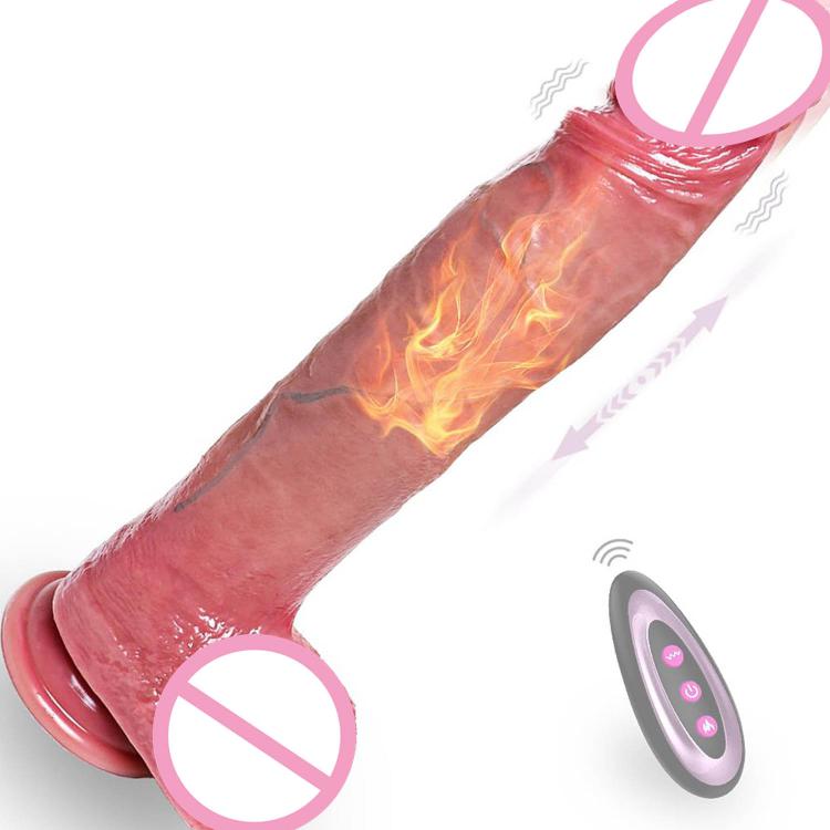 10 Inches Strap on G Spot Lifelike Penis Anal G Spot Stimulation Heating Vibrating Thrusting Large Big Realistic Dildo for Women