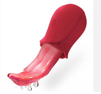 10-Mode Clitoral Stimulator Tongue Vibrator Toy With Rose Micmic Oral Sex Toy for Women