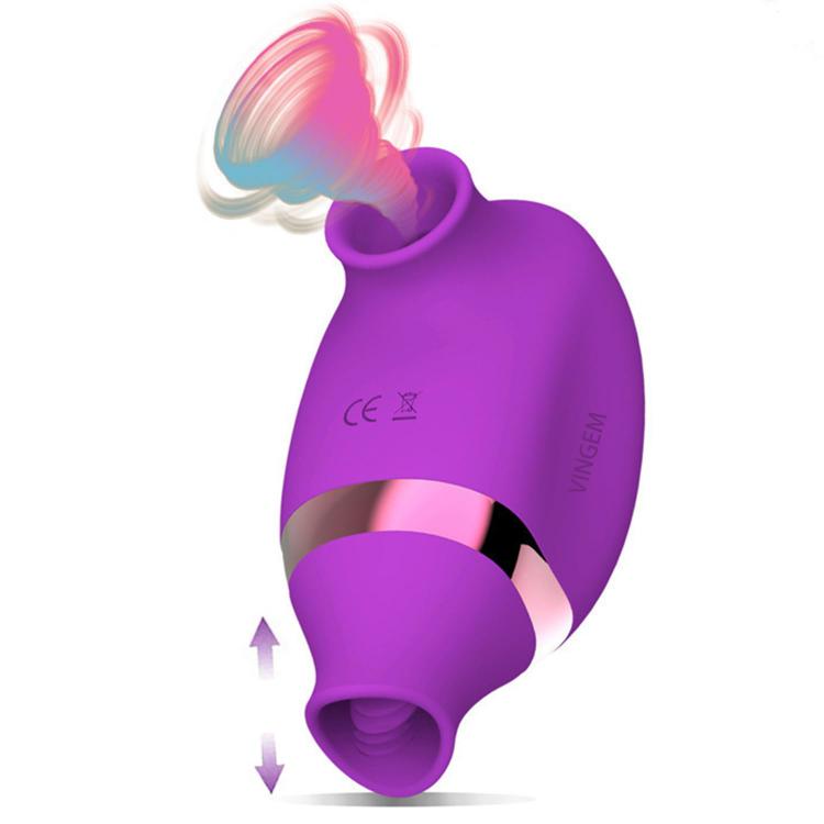 2-in-1 Female Masturbation Massager Sex Toys Oral Tongue Licking Sucking Nipple Clitoral Stimulator Vibrator for Women Couples