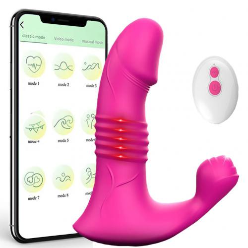 2 in 1 G Spot Thrusting Dildo Vibrator APP Remote Control Vaginal Clitoral Dual Stimulation Wearable Clitoris Vibrator for Women