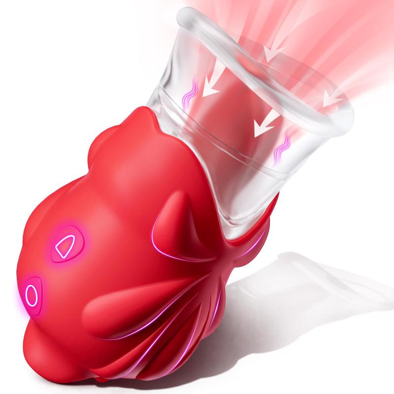 2 in 1 Rose Tongue Licking and Sucking Nipple Clits Vibrator Rose Sex Toy Suction Vibrator for Women Female Clitoral Stimulation