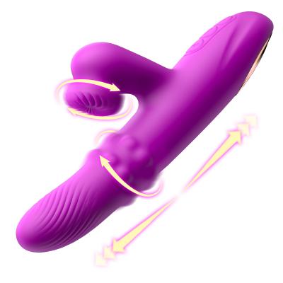 3 in 1 Vaginal Clitoral Massager Triple Stimulation Spinning Thrusting Rotating Rolling Beads G-spot Rabbit Vibrator for Women