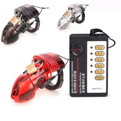 3color Chastity Belt Plastic Penis Ring Electro Shock Electric Shock Male Chastity Devices Penis Lock Cock Cage Sex Toys for Men