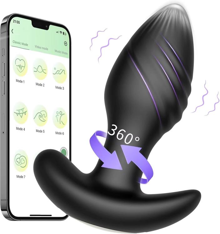 APP Control Anal Vibrator for Men Prostate Massager Wireless Bluetooth Rotation Butt Plugs Vibrating Sex Toys for Women Male Gay