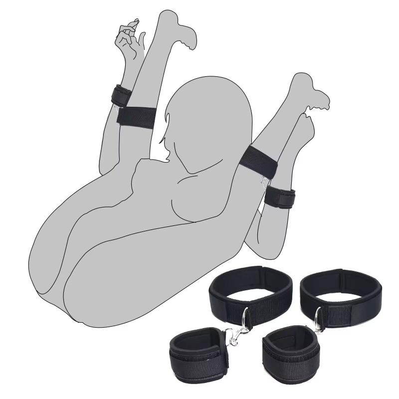 Adjustable Leg Straps Handcuffs Sex Bondage Kit Wrist and Thigh Cuffs BDSM Restraints Set  for Couple Beginner SM Game Play