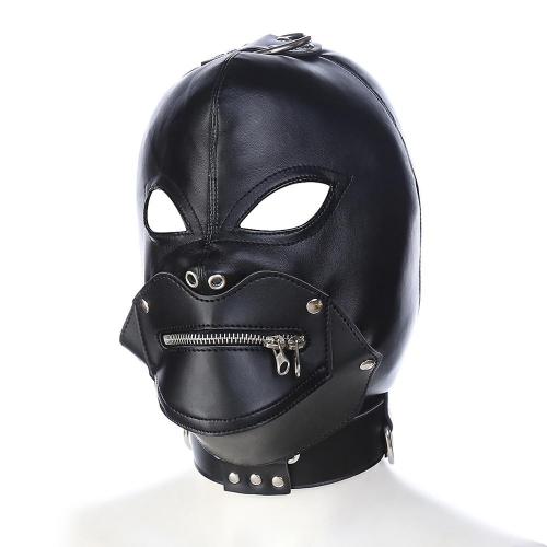 Adult Sex Face Slave Costume Male Bondage Big Leather Head Hood