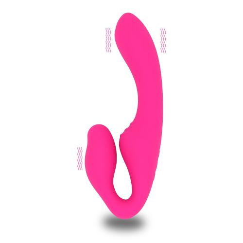 Bendable Design Dual Head 10-Frequency Vibration Strapless G-Spot Strap on Dildo Vibrators for Lesbian Women