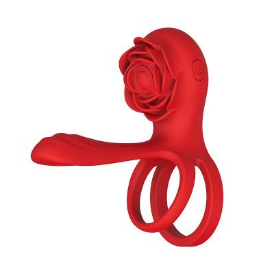 Delay Premature Ejaculation Erectie Male Penis Ring Rose Flapping Vibrator Couples Sex Toys Vibrating Cock Rings for Men Women