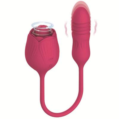 Double-headed Tongue Licking Vibrating Egg Vibrator Oral Rose Sex Toys Thrusting Dildo Vibrator for Women Clitoral Masturbation
