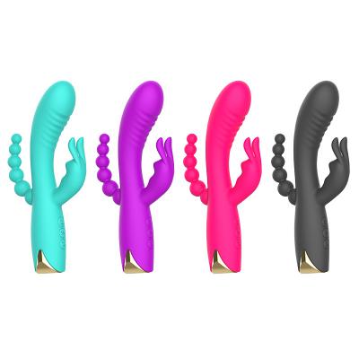 Female Masturbation Clitoral Vibrator Sex Toys 3 in 1 Anal G-Spot and Clitoris Stimulation Triple Rabbit Vibrator for Women