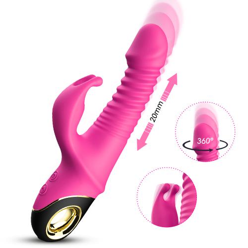 Girls Female Masturbation Sex Toys up and Down Telescopic Vibrator 5 Modes G-spot Thrusting Dildo Rabbit Vibrator for Woman