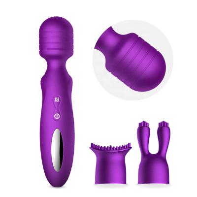 Hot Intelligent Temperature Control Replaceable Sucking Licking Head Lesbian Japanese Silicone Wand Massager Vibrator for Couple
