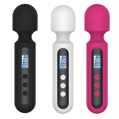 LCD Display 10 Patterns 4 Speeds Wand Massager Vibrator Vaginal Nipple Stimulation Clitoral G-spot AV Vibrator for Women Couples