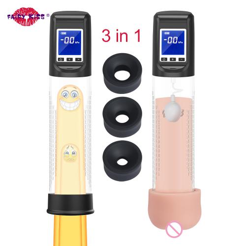 LCD  Power up Penis Enlarge Pump Enlargement Pump Rechargeable Electric Penis  Pump Cylinder Man Massage Penis Sex Toys