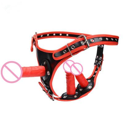 Leather Strap on Harness Dildo Pants Anal Butt Plug 3pcs Realistic  Penis Lesbian Strapons