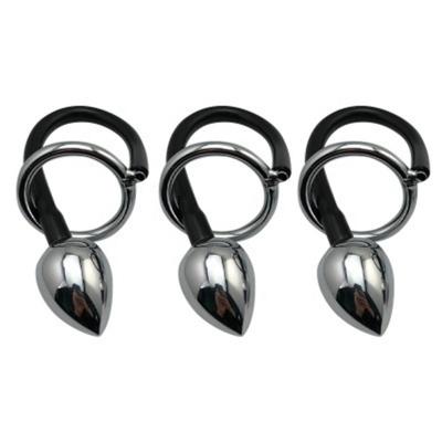 Metal Scrotum Pendant Delay Ejaculation Aluminium Alloy Penis Ring Butt Plug for Men