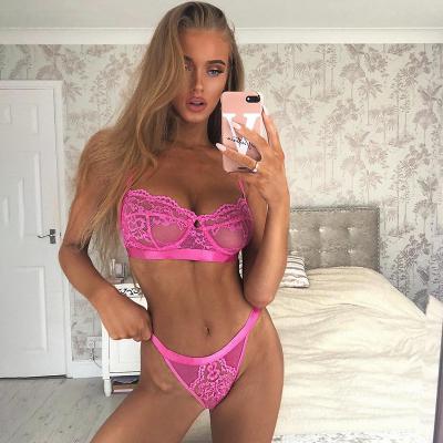 Multiple Colors Ultra Thin Bra and Panty Set See Through Women Underwear Lace Vest Hollow Floral Embroidered Sexy Lingerie Set
