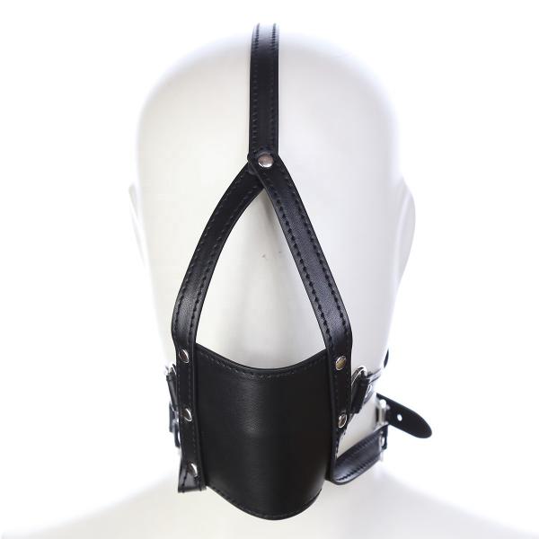 PU Leather Half Mask With Oral Fixation Stuffed BDSM Adult Game Open Mouth Gag Ball Head Harness Sex Toys for Woman