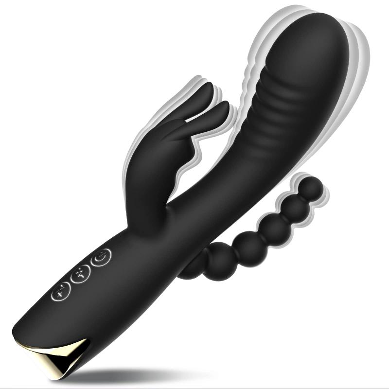 Rechargeable 3 in 1 G Spot Vibrator Female Clitoris Massager Triple Stimulator Rabbit Anal Dildo Vibrator for Women Sex Toys