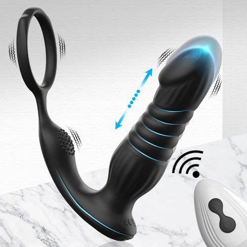Remote Control 10 Vibrating Modes Anal Vibrator Prostate Massager With Cock Ring Butt Plug Male Sex Toys