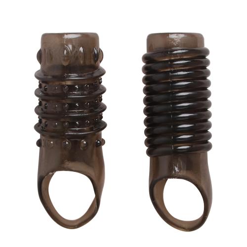 Reusable Penis Sleeves Men Extender Enlarger Extension Enhancer Ball Stretch  Best Gift 2pcs Black Condoms Men Sexual Wellness