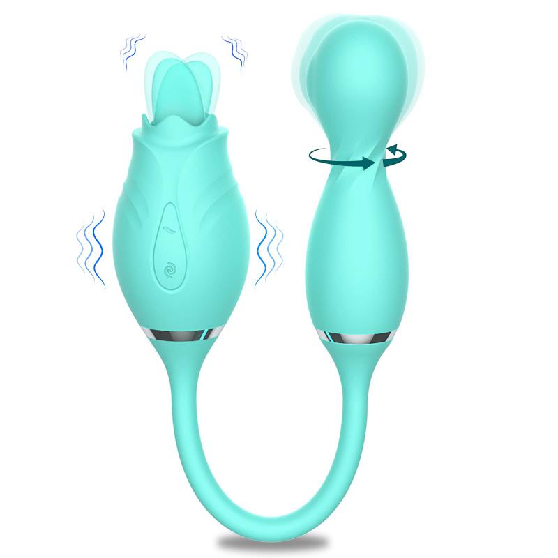 Rose Sex Toy G-Spot Rotating Egg Kegel Ball Female Vibrator Clitoral Nipple Stimulator Tongue Licking Vibrator for Woman Couple