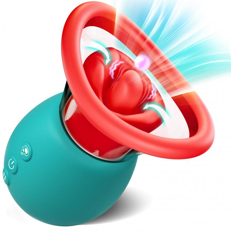Sex Pleasure Tools Clit G Spot Nipple Stimulating Rose Sucker Vibrator Big Mouth Kissing Tongue Licking Vibrator for Women