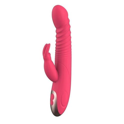 Silicone Waterproof Telescopic Thrusting Vibrating G-Spot Rabbit Dildo Vibrator for Women Adult Sex Toys