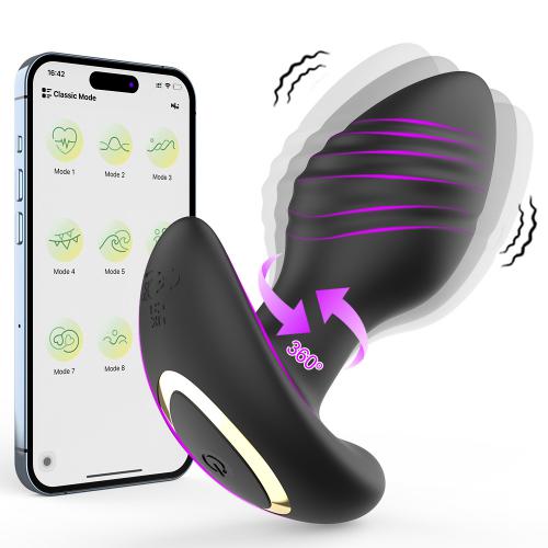 USB Power App-Controlled Adult Sex Toys 360 Rotation Vibrating Anal Plug Metal Prostate Massager Men Bluetooth Butt Plug Women