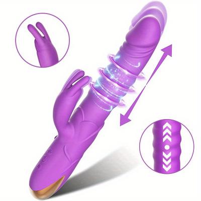 USB Rechargeable Realistic Silicone Thrusting Dildo Vibrator G Spot Clitoral Stimulator Rabbit Vibrator for Women Adult Sex Toy