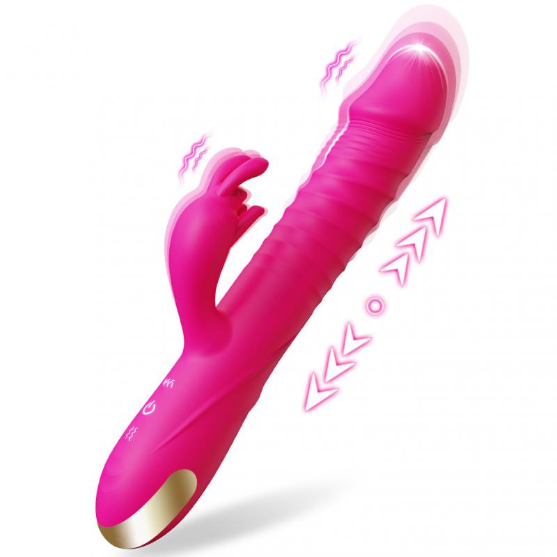 USB Rechargeable Silicone Clitoral Stimulator Rabbit G Spot Vibrator Fast Thrusting Dildo Vibrator Adult Toys for Women Couples