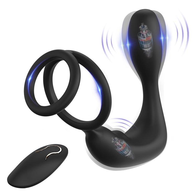 Wireless Remote Control Double Ring Lock Semen Prostate Press Anal Plug Vibrating Butt Plug Anal Vibrator for Men Women Sex Toys