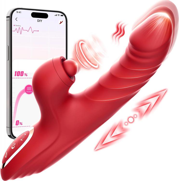 Amazon NO.1 Rabbit vibrator Thrusting Vibrator with 10 Vibration 7 Thrust Mode with Licking sex toys for woman dildos vibe