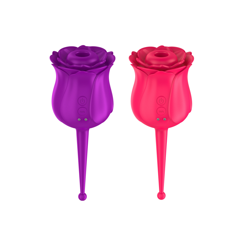 Hot Sell Rose Vibrator 10 Frequency Suction 2 in 1 Rose Shaped  G-spot Massager Sucking Vibrator Sex Toy for Women