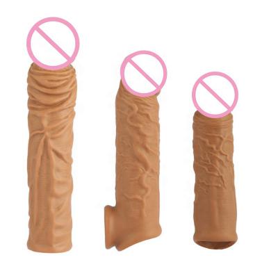 Silicone Cock Enlargement Extender Condom Man for Men Sex Liquid Silicone Penis Sleeve
