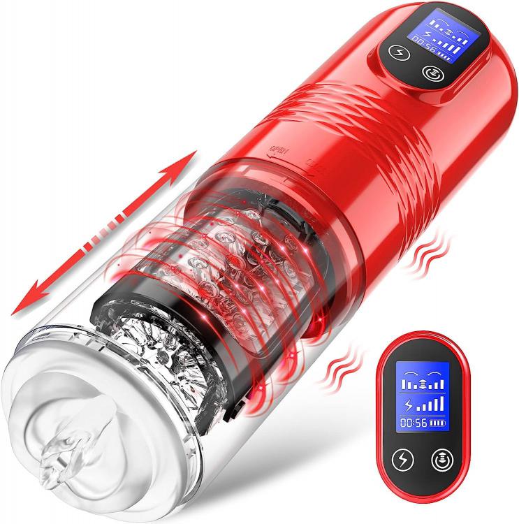 3D Sleeve Strong Stimulation Innovative Motors Telescoping LCD Display Automatic Male Stroker Thrusting Masturbation Cup for Men