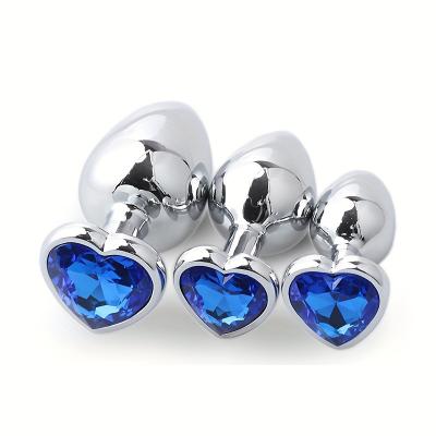 3Pcs/Set S M L Metal Anal Plug Stainless Butt Plug Fetish Adult Anal Sex Toys Heart Crystal Jewelry Anal Butt Plug for Men Woman