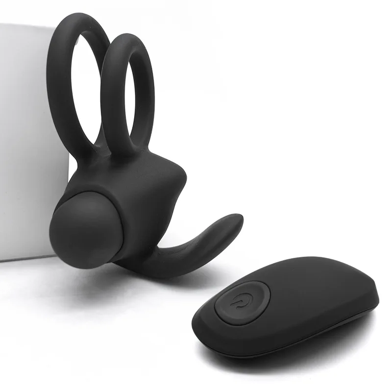 Adult Sex Toy Man Wearing Silicone Gum Vibrate the Penis Cover Wireless Remote Control Lock Essence Ring Penis Ring Men