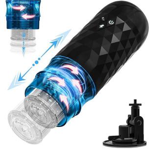 Diamond-Shaped Design Black Rotation Thrusting Automatic Electronic Masturbator Cup Male Masturbation for Man