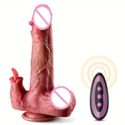 Hot Sale Dildo 4 in 1 Telescopic Heating Licking Vibrating Realistic Dildos Vibrators for Women Remote Control