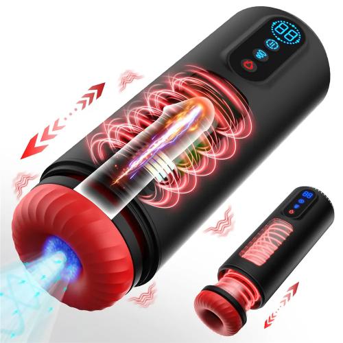 Male Masturbation Toy with 9 Thrusting 9 Vibration Heating  3D Realistic Textures Automatic Male Stroker Masturbator for Man