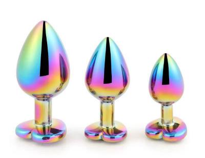 OEM  3 Size Colorful Mental Anal Plug Heart Shape Decoration Adult Butt Plug Sex Toys for Woman Anal Play