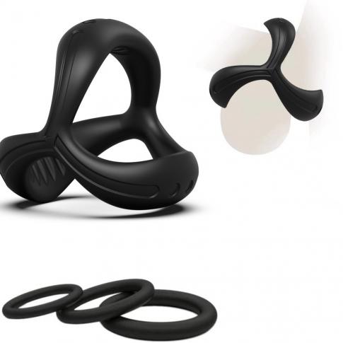OEM  Double Stretch Lock Sperm Ring Male Device Triangle Silicone JJ Double Set Ring Sun Circle Couple Sex Toys