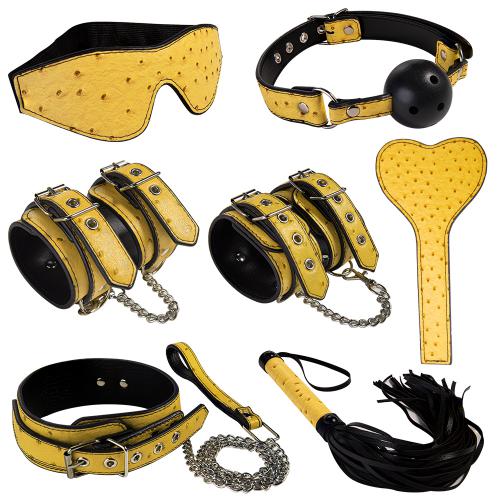 OEM   Faux Leather 7Pcs/Set Adult Toys for Male Couples Leather Fetish Restraint Bondage Kit Unique Cool Toys for Adults
