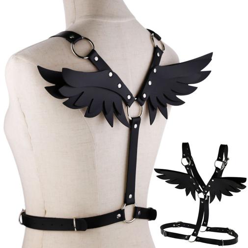 OEM  Hot Selling Dance Club Rave Wings Leather Harness Cage Bra Sexy Lingerie Belt Fetish Punk Gothic Body Bondage Wholesale